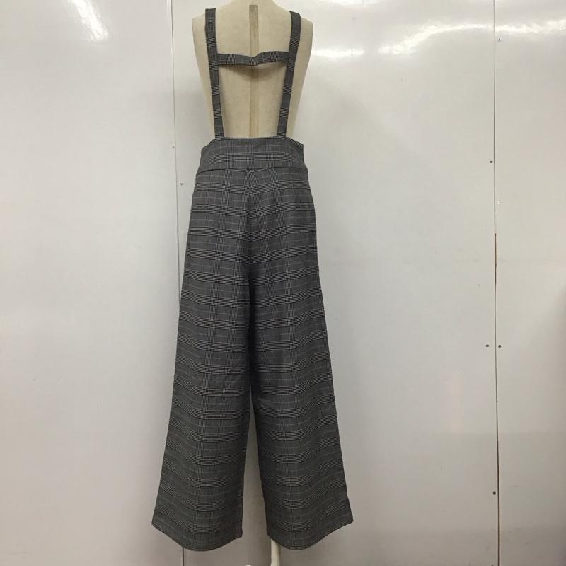 ジーナシス JEANASIS ボトムス ボトムス JS050218MC サスペンダー付き ワイドパンツ ハイウエスト FREE チェック 白 / ホワイト / X 黒 / ブラック / X 灰 / グレー /  レディース USED 古着 中古 10107951