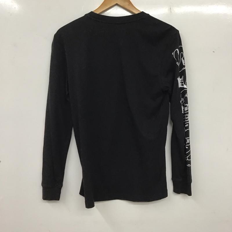 アディダス adidas カットソー 長袖 長袖カットソー プリントカットソー クルーネック M ロゴ、文字 黒 / ブラック /  メンズ USED 古着 中古 10135847