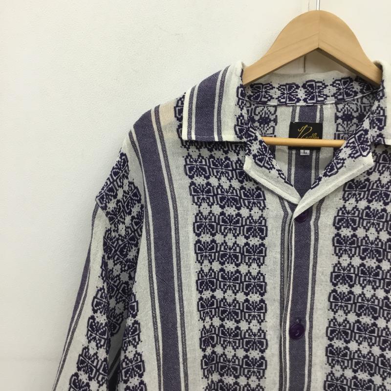 ニードルス Needles シャツ、ブラウス 半袖 Needles Cabana Shirt MR242 L 総柄 白 / ホワイト / X 紫 / パープル /  メンズ USED 古着 中古 10127166