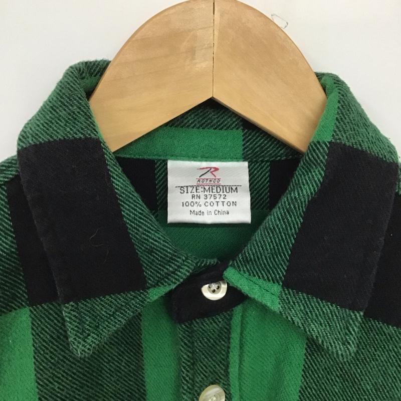 ロスコ ROTHCO シャツ、ブラウス 長袖 長袖シャツ チェックシャツ カラーシャツ 厚手 M チェック 黒 / ブラック / X 緑 / グリーン /  メンズ USED 古着 中古 10148229