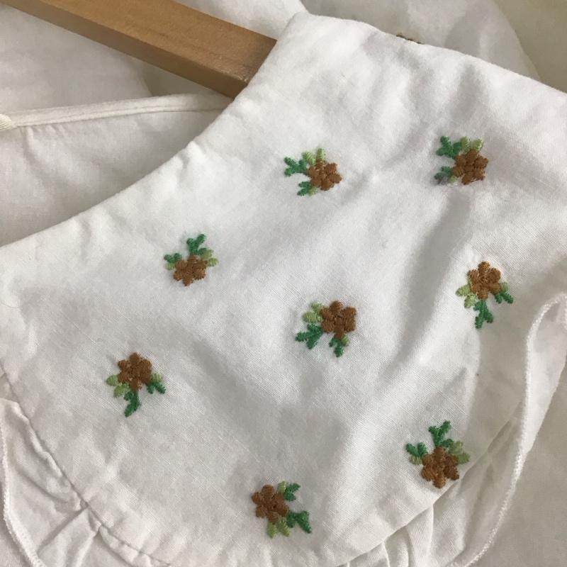 エヘカソポ ehka sopo シャツ、ブラウス 長袖 1710844 フリル襟 ビッグカラー FREE 刺繍 白 / ホワイト /  レディース USED 古着 中古 10144113