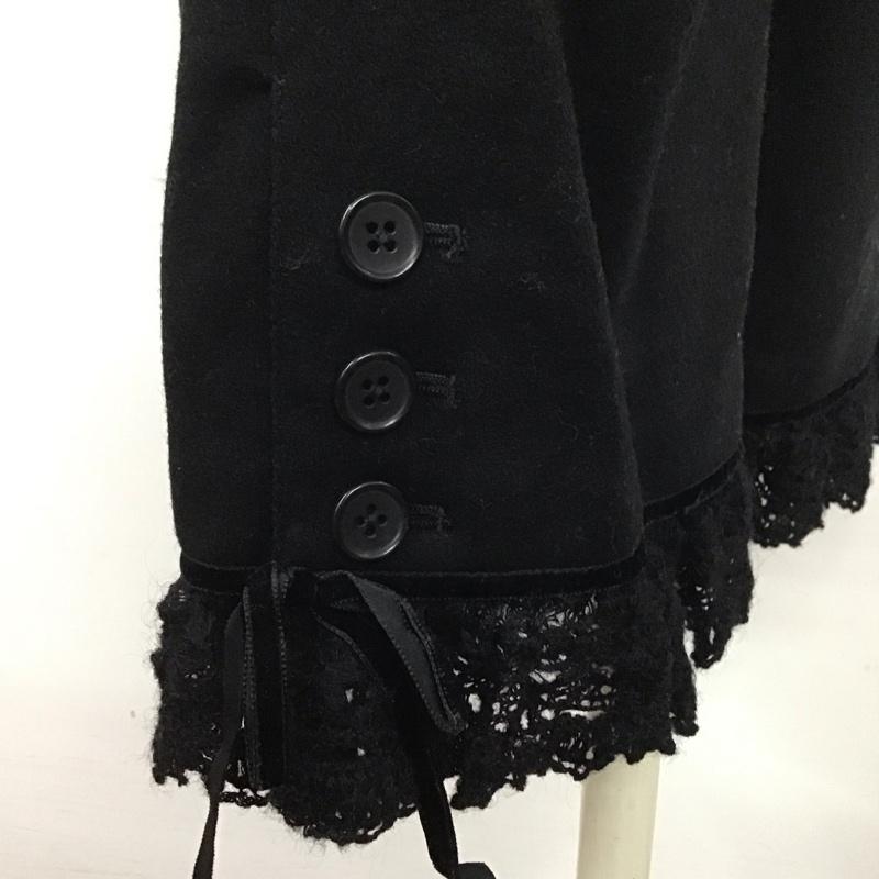 ピンクハウス PINK HOUSE セットアップ セットアップ P0103FJ01 P0103FP03 襟レース 裾レース ジャケット パンツ 七分丈パンツ L 無地 黒 / ブラック /  レディース USED 古着 中古 10144434