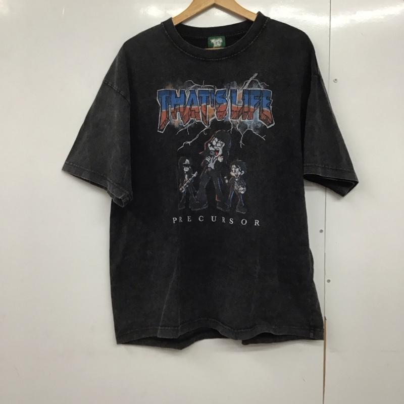 ザッツライフ That s life Tシャツ 半袖 半袖カットソー プリントTシャツ クルーネックカットソー L プリント 黒 / ブラック /  メンズ USED 古着 中古 10142437
