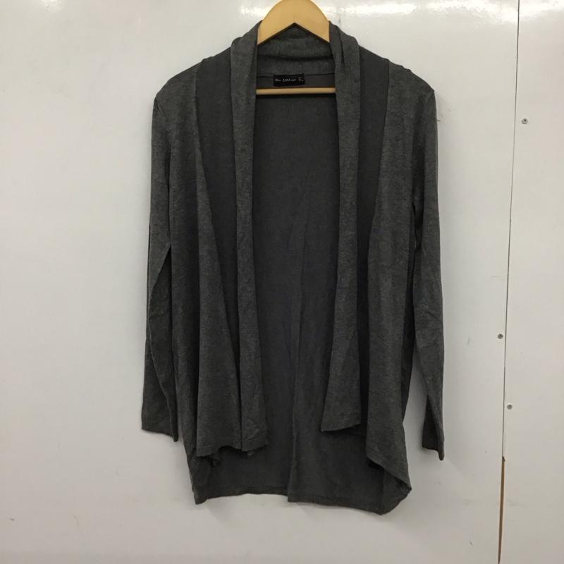 ザラ ZARA カーディガン 長袖 L 無地 チャコールグレー / チャコールグレー /  レディース USED 古着 中古 10138156