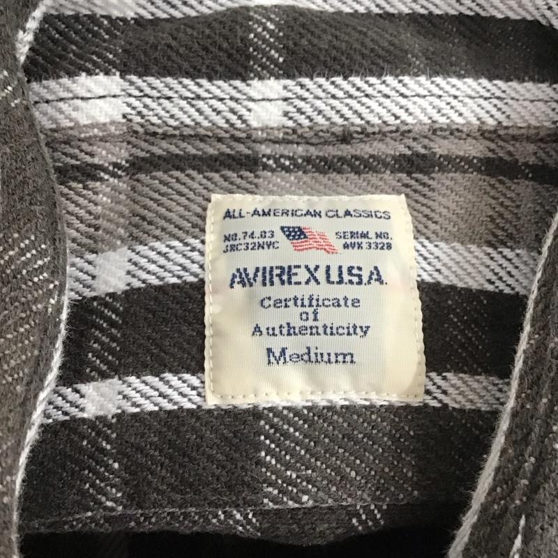アヴィレックス AVIREX シャツ、ブラウス 長袖 長袖 M チェック 茶 / ブラウン /  メンズ USED 古着 中古 10109308