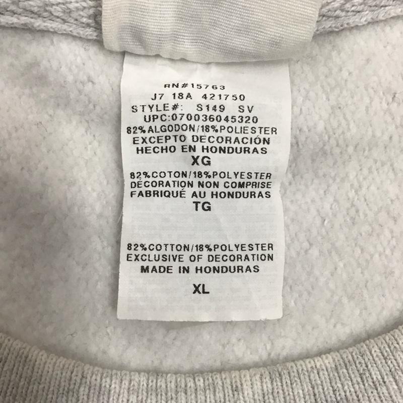 チャンピオン Champion トレーナー 長袖 長袖トレーナー スウェット クルーネック リブスウェットカットソー XL ロゴ、文字 灰 / グレー /  メンズ USED 古着 中古 10113161