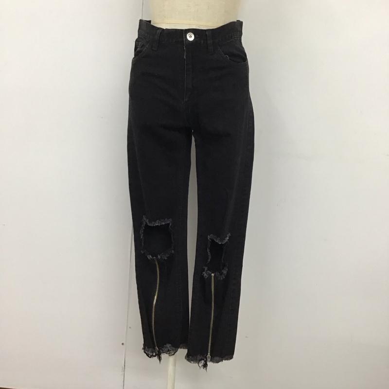 リルリリー lilLilly パンツ デニム、ジーンズ L18SS-PT201 ストレッチ S ダメージ加工 黒 / ブラック /  レディース USED 古着 中古 10117238