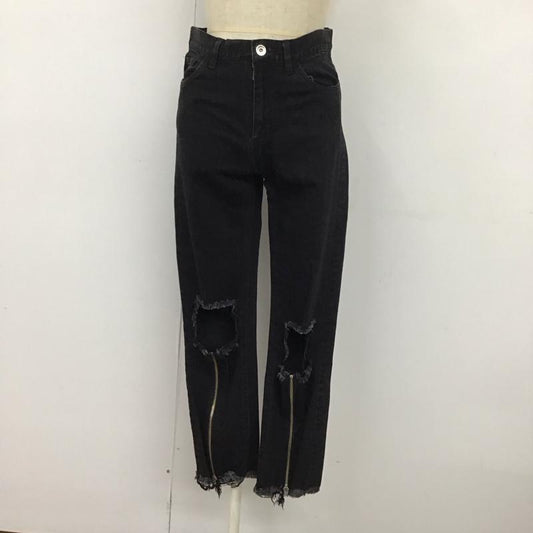 リルリリー lilLilly パンツ デニム、ジーンズ L18SS-PT201 ストレッチ S ダメージ加工 黒 / ブラック /  レディース USED 古着 中古 10117238