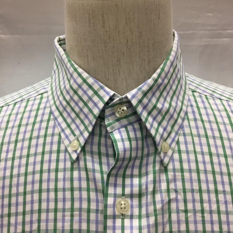 チャップス CHAPS シャツ、ブラウス 長袖 ボタンダウン 胸ポケット チェック 白 / ホワイト / X 緑 / グリーン / X 青 / ブルー /  メンズ USED 古着 中古 10116101