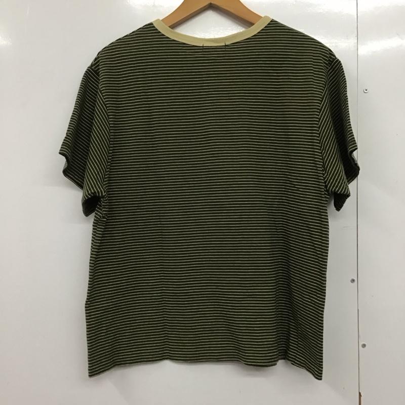 サマンサモスモス Samansa Mos2 Tシャツ 半袖 1211464 フロッキープリントボーダーTシャツ FREE ロゴ、文字 カーキ / カーキ / X 茶 / ブラウン /  レディース USED 古着 中古 10144112