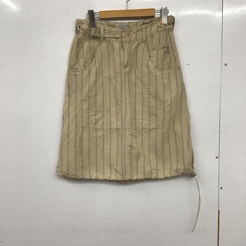 ディーゼル DIESEL スカート ミニスカート 26インチ ストライプ X ロゴ、文字 ベージュ / ベージュ /  レディース USED 古着 中古 10140354