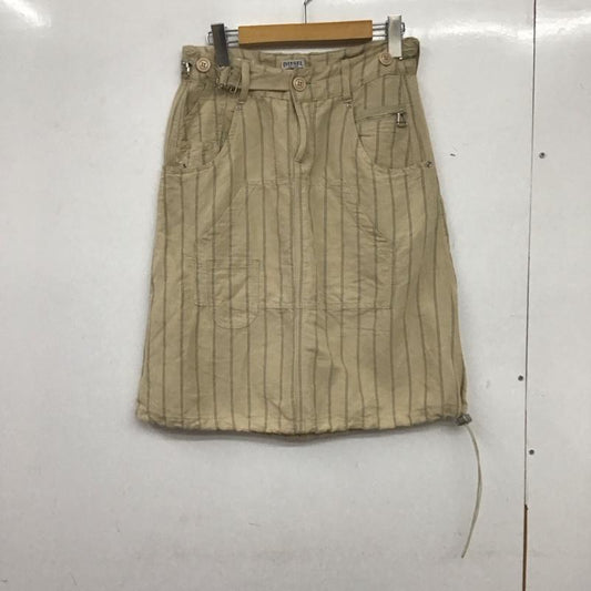 ディーゼル DIESEL スカート ミニスカート 26インチ ストライプ X ロゴ、文字 ベージュ / ベージュ /  レディース USED 古着 中古 10140354