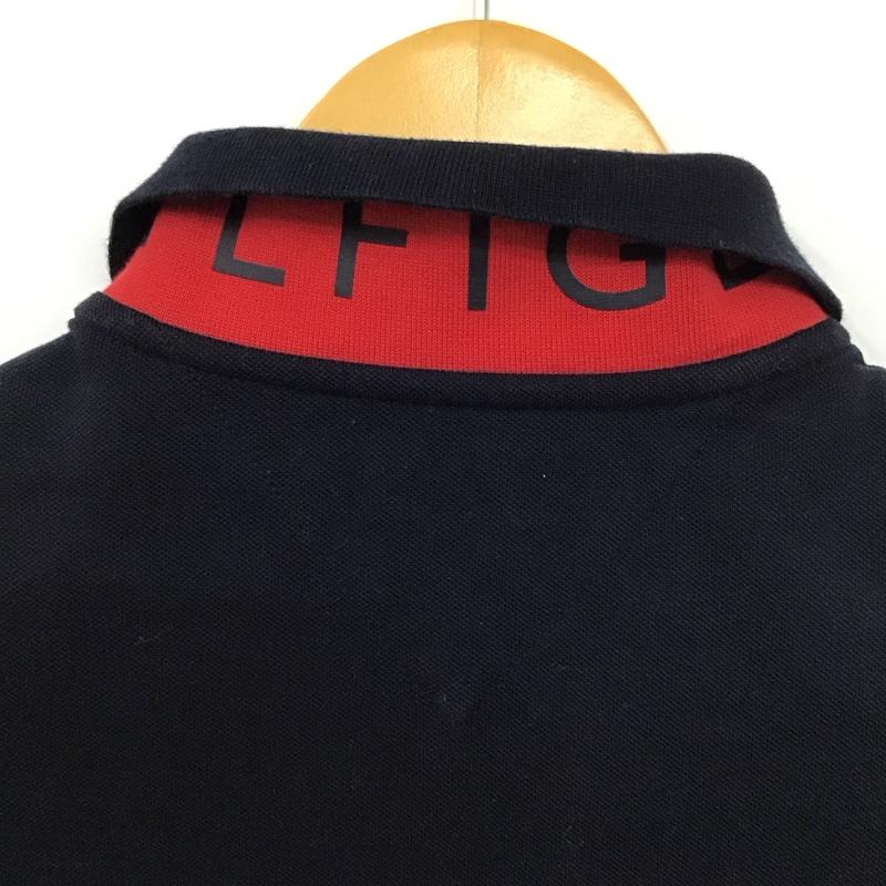 トミーヒルフィガー TOMMY HILFIGER ポロシャツ 半袖 半袖ポロシャツ 半袖カットソー カラーシャツ S ロゴ、文字 紺 / ネイビー /  メンズ USED 古着 中古 10130843