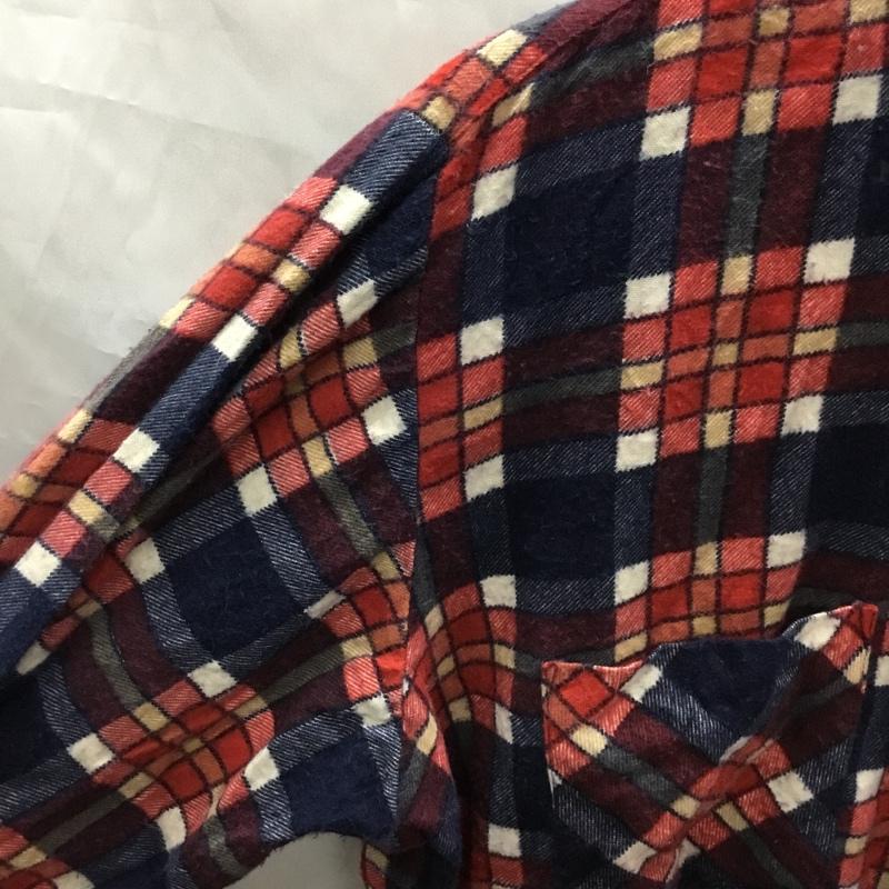 ディッキーズ Dickies シャツ、ブラウス 長袖 ネルシャツ S チェック 白 / ホワイト / X 赤 / レッド / X 紺 / ネイビー /  メンズ USED 古着 中古 10118844