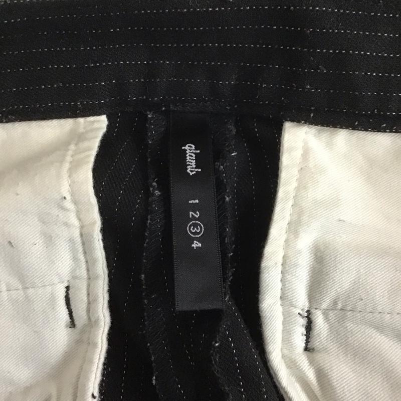 グラム glamb パンツ スラックス スラックス ワイドパンツ カジュアルパンツ ストレートパンツ ストライプパンツ 裾ゴム 3 ストライプ 白 / ホワイト / X 黒 / ブラック /  メンズ USED 古着 中古 10107188