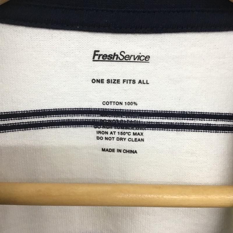 フレッシュサービス FreshService Tシャツ 半袖 半袖カットソー プリントTシャツ クルーネックカットソー ボーダー柄 白 / ホワイト / X 紺 / ネイビー /  メンズ USED 古着 中古 10134975