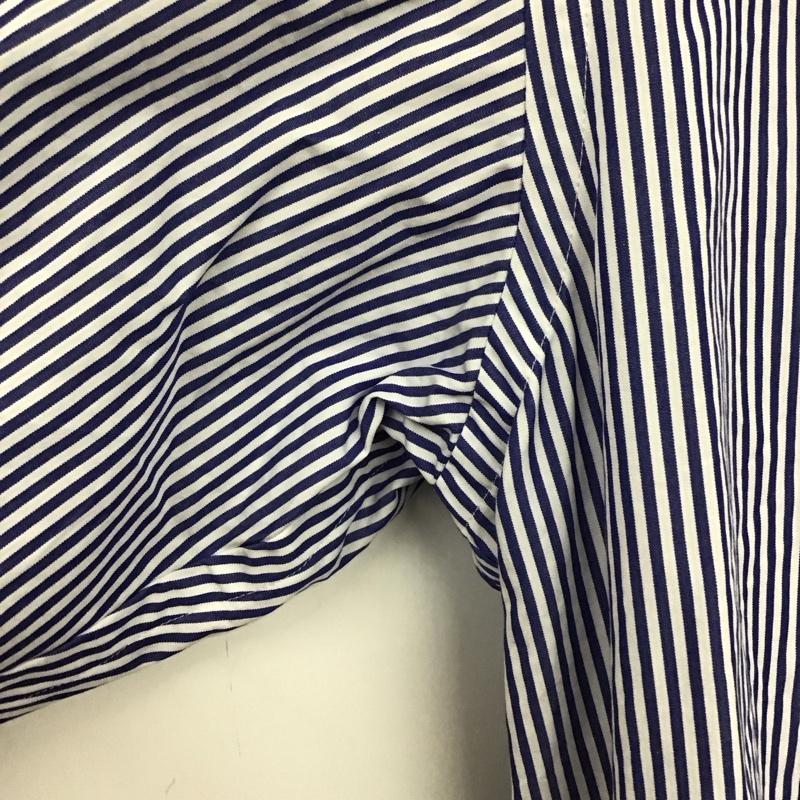 ユニクロ UNIQLO シャツ、ブラウス 長袖 331-436115 スーピマコットンオーバーサイズスタンドカラーシャツ 長袖シャツ M ストライプ 白 / ホワイト / X 青 / ブルー /  メンズ USED 古着 中古 10138219
