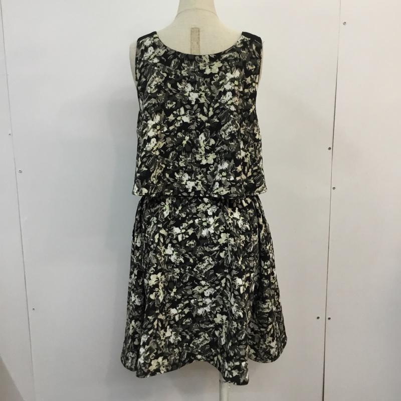 レトロガール RETRO GIRL ワンピース ミニスカート レイヤード 花柄 M 花柄 黒 / ブラック / X 灰 / グレー /  レディース USED 古着 中古 10048295