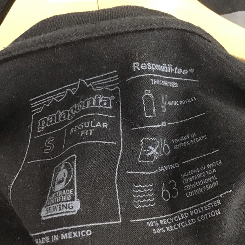 パタゴニア patagonia カットソー 長袖 長袖カットソー プリントカットソー クルーネック S ロゴ、文字 黒 / ブラック /  メンズ USED 古着 中古 10148240