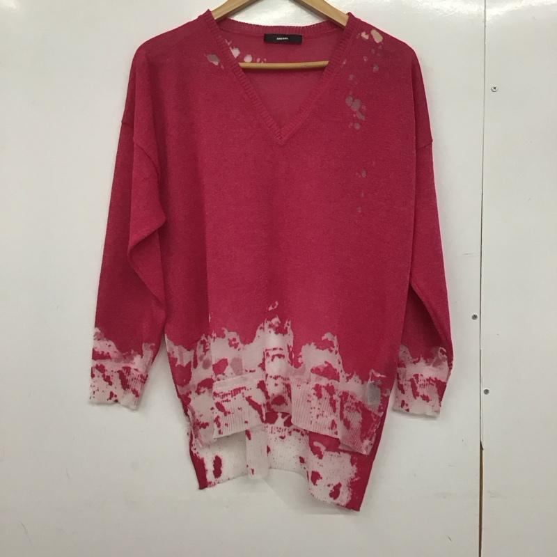 ディーゼル DIESEL ニット、セーター 長袖 長袖ニットカットソー Vネック セーター XXS プリント マゼンタ / マゼンタ /  レディース USED 古着 中古 10147648