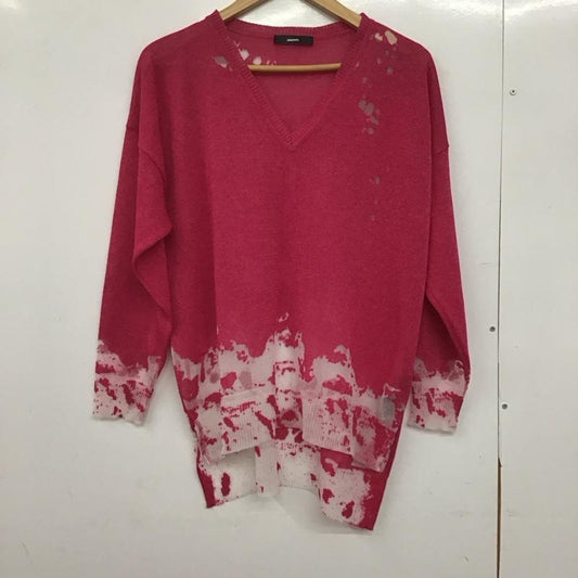 ディーゼル DIESEL ニット、セーター 長袖 長袖ニットカットソー Vネック セーター XXS プリント マゼンタ / マゼンタ /  レディース USED 古着 中古 10147648