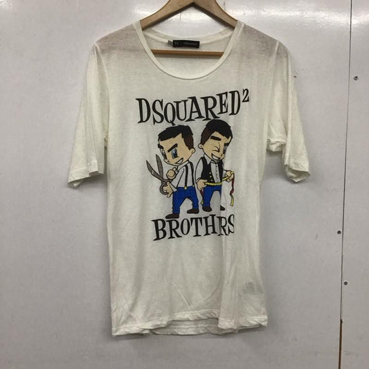 ディースクエアード2 DSQUARED2 Tシャツ 半袖 半袖カットソー プリントTシャツ クルーネックカットソー S プリント 白 / ホワイト /  メンズ USED 古着 中古 10138539