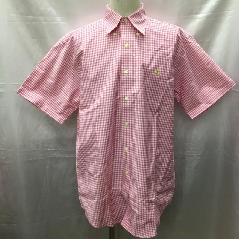 ブルックスブラザーズ BROOKS BROTHERS シャツ、ブラウス 半袖 ボタンダウン チェック M ワンポイント 白 / ホワイト / X 桃 / ピンク /  メンズ USED 古着 中古 10111593