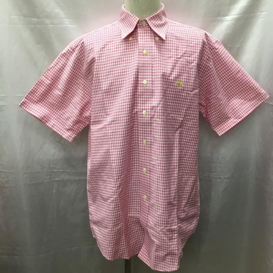 ブルックスブラザーズ BROOKS BROTHERS シャツ、ブラウス 半袖 ボタンダウン チェック M ワンポイント 白 / ホワイト / X 桃 / ピンク /  メンズ USED 古着 中古 10111593