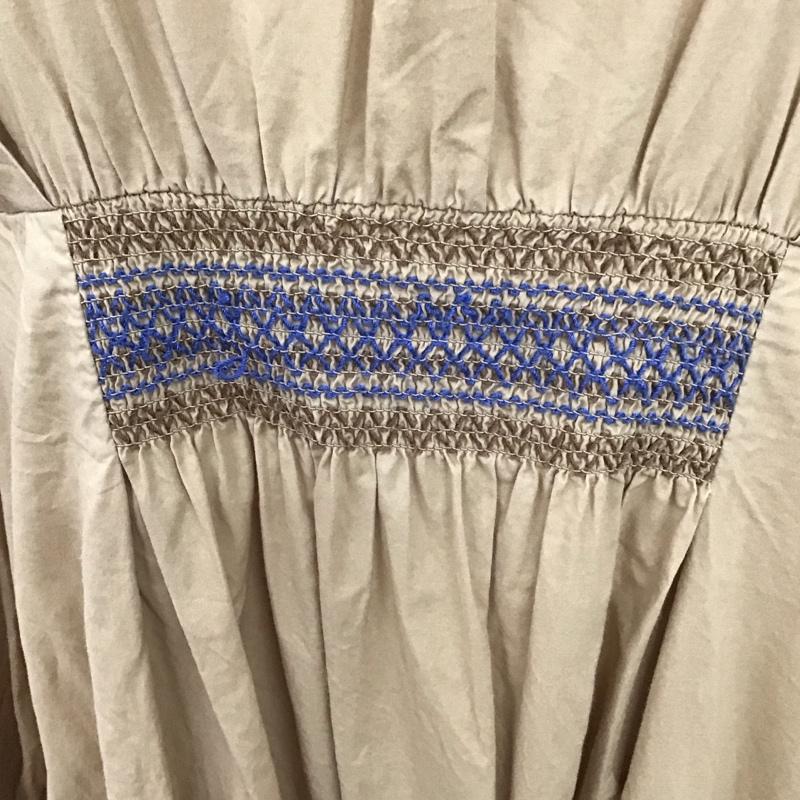 ダブルクローゼット w closet ワンピース ロングスカート 長袖シャツワンピース ノーカラーシャツワンピース ロングワンピース フレアスカート ワンポイント 茶 / ブラウン /  レディース USED 古着 中古 10113822