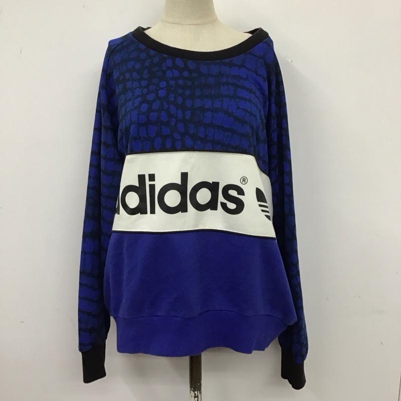 アディダス adidas トレーナー 長袖 S19899 スウェット ロゴ、文字 青 / ブルー / X 黒 / ブラック /  レディース USED 古着 中古 10109456