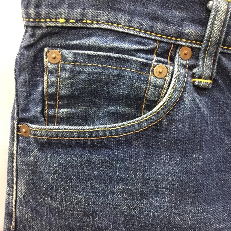 エヴィス EVISU パンツ デニム、ジーンズ 28 × 35 ジーパン 28インチ プリント 青 / ブルー /  メンズ USED 古着 中古 10109688