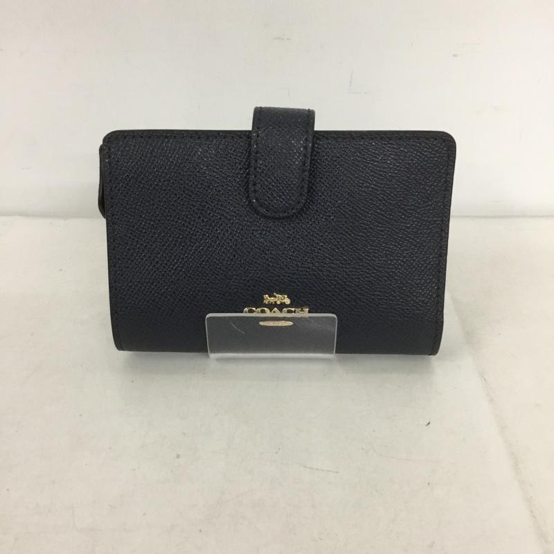 コーチ COACH 財布 二つ折り ロゴ、文字 紺 / ネイビー /  レディース USED 古着 中古 10138846