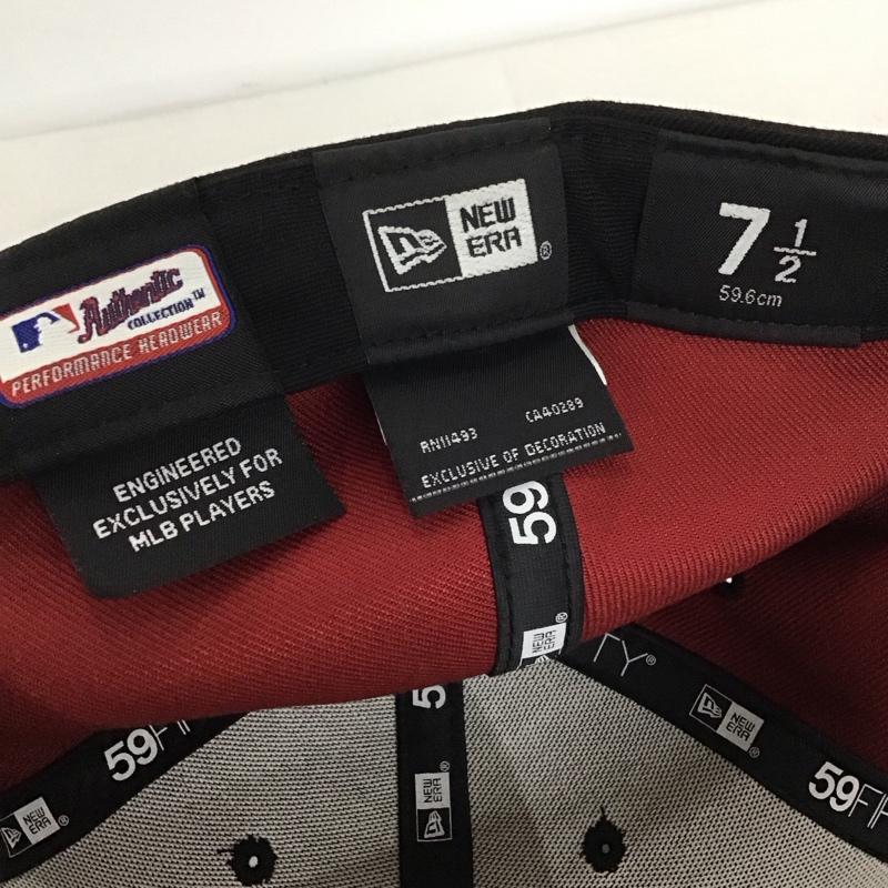 ニューエラ NEW ERA 帽子 キャップ 59FIFTY MLB ロゴ、文字 黒 / ブラック / X 赤 / レッド /  メンズ USED 古着 中古 10132438