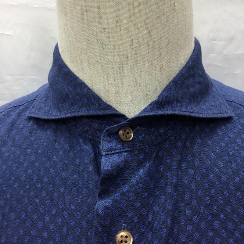 カマクラシャツ 鎌倉シャツ シャツ、ブラウス 長袖 長袖シャツ カラーシャツ ポケットシャツ 長袖カットソー L 総柄 紺 / ネイビー /  メンズ USED 古着 中古 10119402