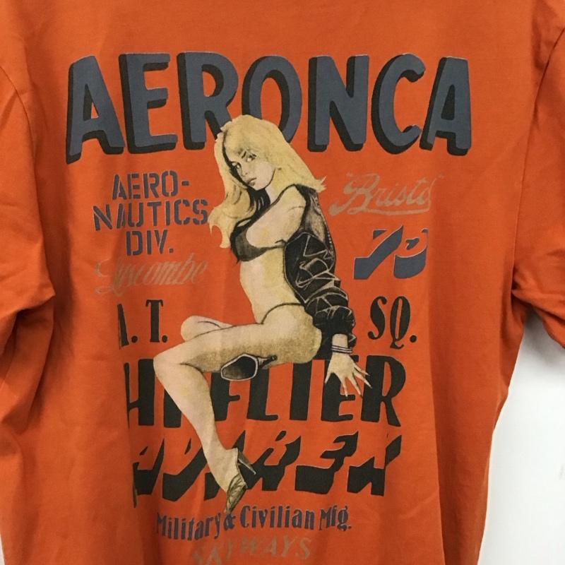 アヴィレックス AVIREX Tシャツ 半袖 半袖カットソー プリントTシャツ クルーネックカットソー XL ロゴ、文字 橙 / オレンジ /  メンズ USED 古着 中古 10150251