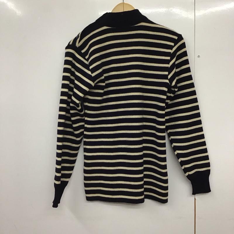 古着 USED ニット、セーター 長袖 長袖ニットカットソー スタンドネック セーター 48 ボーダー柄 白 / ホワイト / X 紺 / ネイビー /  メンズ USED 古着 中古 10142359