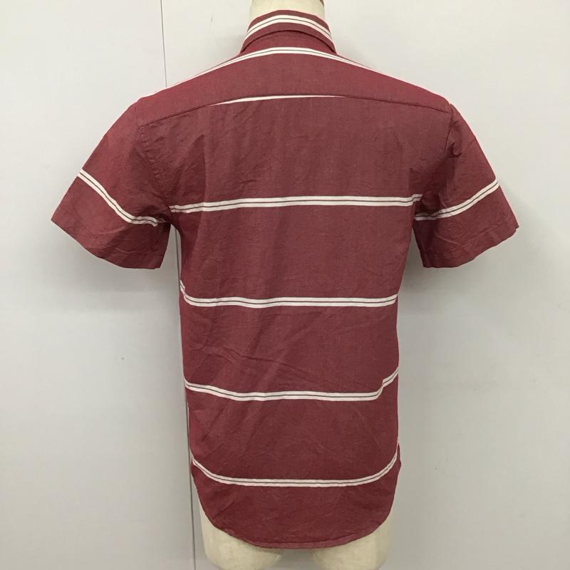 サタデーズサーフニューヨークシティー SATURDAYS SURF NYC シャツ、ブラウス 半袖 ボタンダウン 胸ポケット S ボーダー柄 えんじ / ワインレッド / X 白 / ホワイト /  メンズ USED 古着 中古 10113085