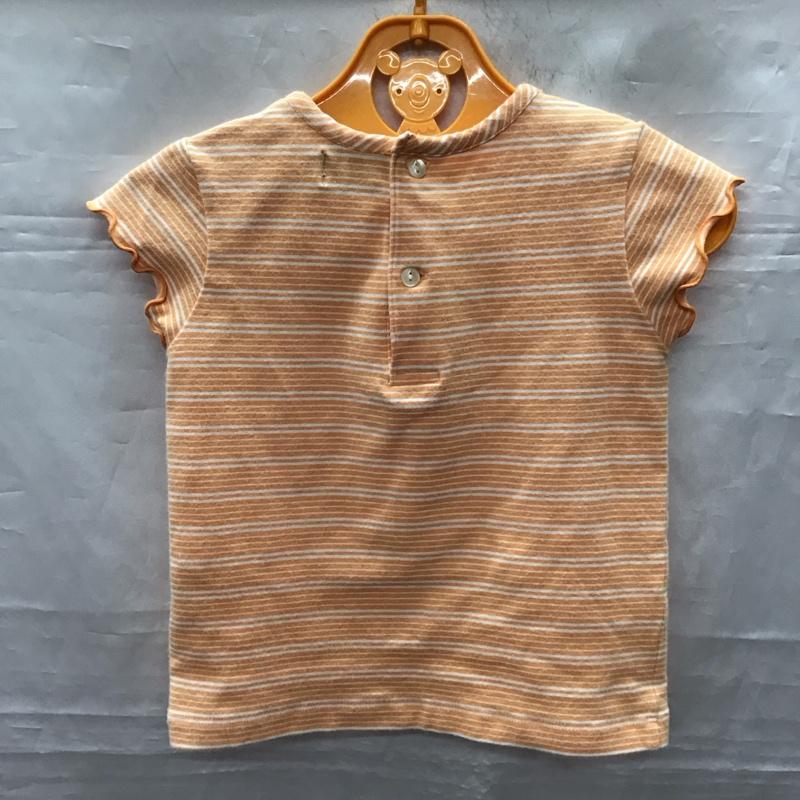ラルフローレン RALPHLAUREN Tシャツ 半袖 90cm ベビー ボーダー 90cm ワンポイント 橙 / オレンジ / X 白 / ホワイト /  ガールズ USED 古着 中古 10116903