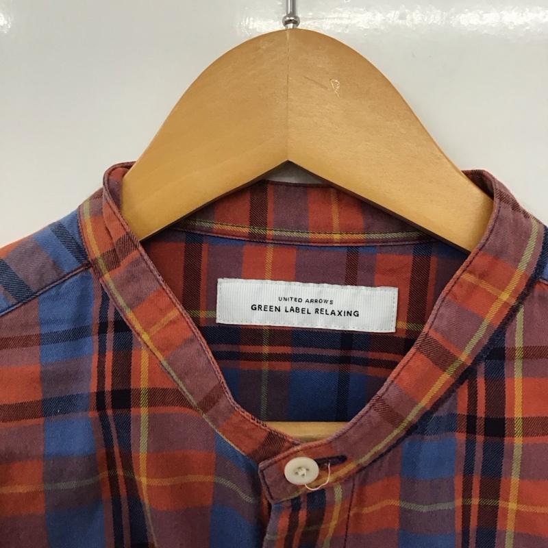 グリーンレーベルリラクシング green label relaxing シャツ、ブラウス 長袖 長袖シャツ ノーカラーシャツ チェックシャツ M チェック マルチカラー / マルチカラー /  メンズ USED 古着 中古 10143415
