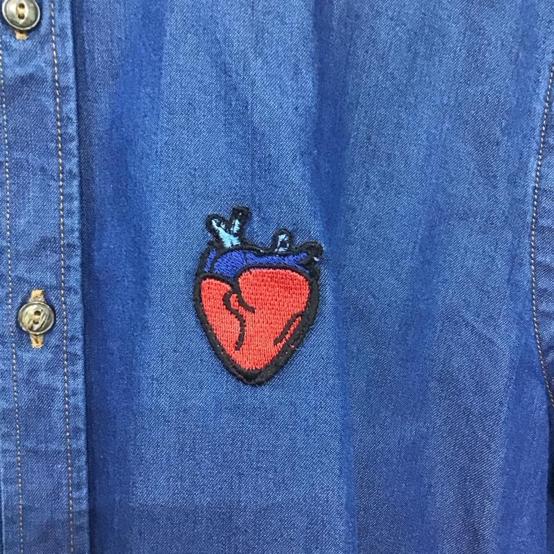 ザラメン ZARA MAN シャツ、ブラウス 長袖 長袖シャツ 無地シャツ ノーカラーシャツ デニムシャツ S ワンポイント 青 / ブルー /  メンズ USED 古着 中古 10135471