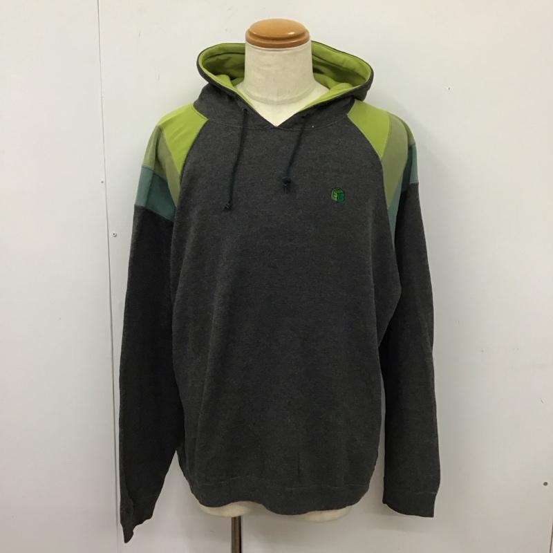 バートン BURTON パーカー 長袖 プルオーバー スウェット M ワンポイント ダークグレー / ダークグレー / X 黄緑 / イエローグリーン / X 緑 / グリーン /  メンズ USED 古着 中古 10112657