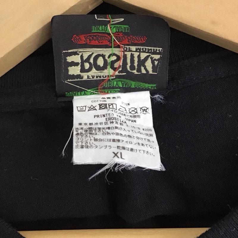 エロスティカ EROSTiKA Tシャツ 半袖 Roller Boogie Night T-SHIRT クルーネック XL プリント 黒 / ブラック /  メンズ USED 古着 中古 10123380