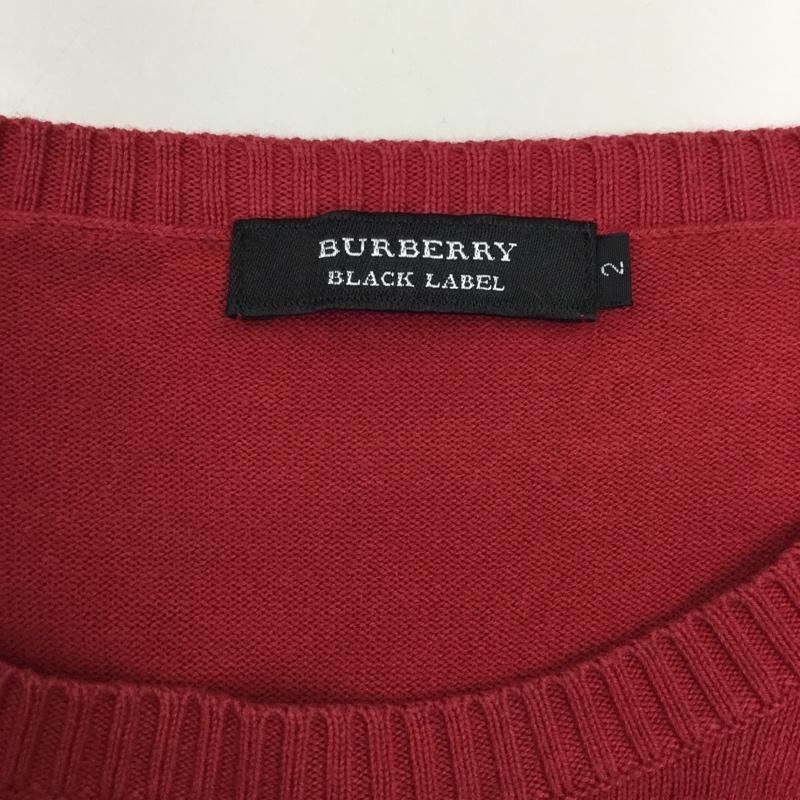 バーバリーブラックレーベル BURBERRY BLACK LABEL ニット、セーター 長袖 2 無地 赤 / レッド /  メンズ USED 古着 中古 10121811