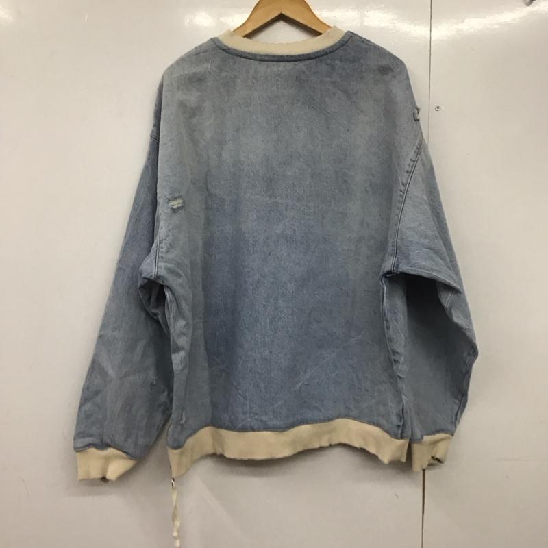ザラ ZARA カットソー 長袖 長袖カットソー 無地カットソー クルーネック L 無地 インディゴ / インディゴ /  メンズ USED 古着 中古 10144611