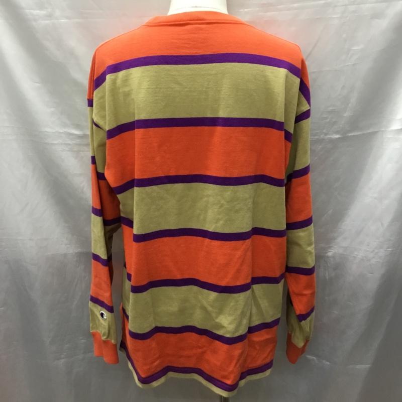 チャンピオン Champion カットソー 長袖 C3-Q410 マルチボーダー XL ロゴ、文字 マルチカラー / マルチカラー /  メンズ USED 古着 中古 10119839