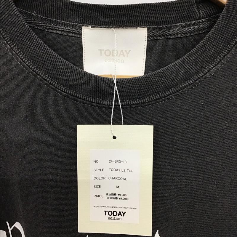 トゥデイエディション TODAY edition カットソー 長袖 長袖カットソー プリントカットソー クルーネック M ロゴ、文字 ダークグレー / ダークグレー /  メンズ USED 古着 中古 10150899