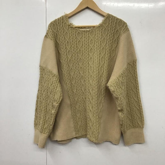アナザーエディション Anather Edition ニット、セーター 長袖 5612-199-2022 ケーブル×リブコンビPO 無地 ベージュ / ベージュ /  レディース USED 古着 中古 10130981