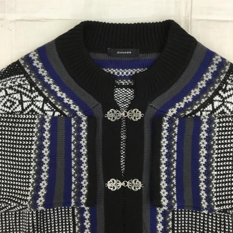 ジーナシス JEANASIS カーディガン 長袖 JS064146CF FREE 総柄 黒 / ブラック / X 青 / ブルー /  レディース USED 古着 中古 10141092