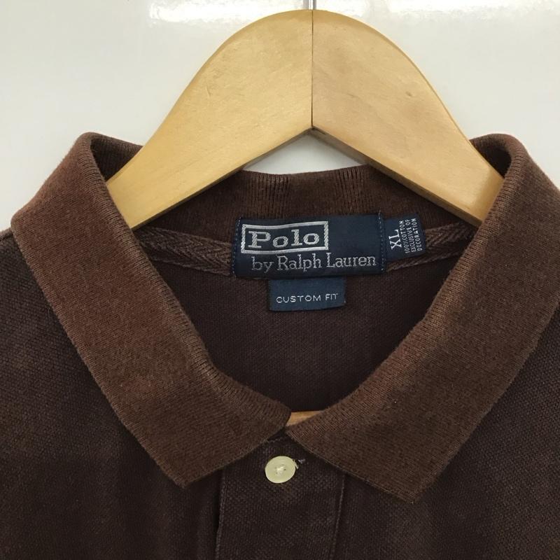 ポロバイラルフローレン Polo by RALPH LAUREN ポロシャツ 半袖 半袖ポロシャツ カラーシャツ 半袖カットソー XL ロゴ、文字 茶 / ブラウン /  メンズ USED 古着 中古 10148074