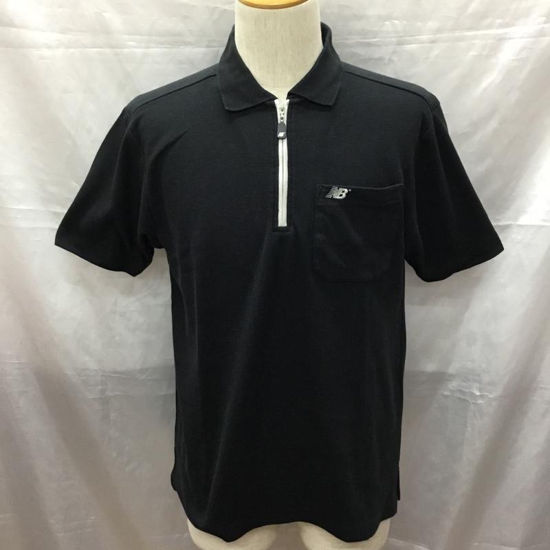 ニューバランス New Balance ポロシャツ 半袖 K584NB449C ハーフジップ L ロゴ、文字 黒 / ブラック /  メンズ USED 古着 中古 10115541